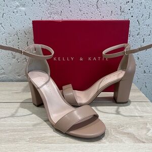 Katie & Katie taupe chunky heel with ankle strap. Never worn! New in box size 8